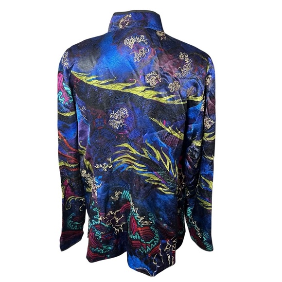 Chico’s Shanghai Dream Marzipan Silk Kimono Jacket Blue Sz 3 XL Jewel Tones NWT - Picture 9 of 15